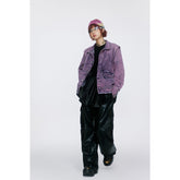 Unisex Jacket Retro Washed Brushed Purple Denim Jacket